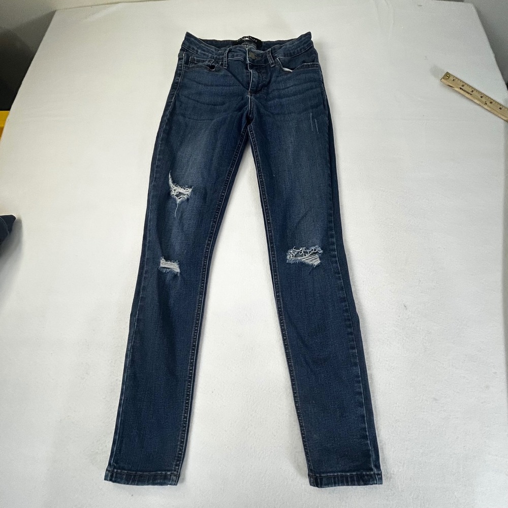 PROSPERITY‎ Women's Dark Wash Distressed Skinny Jeans